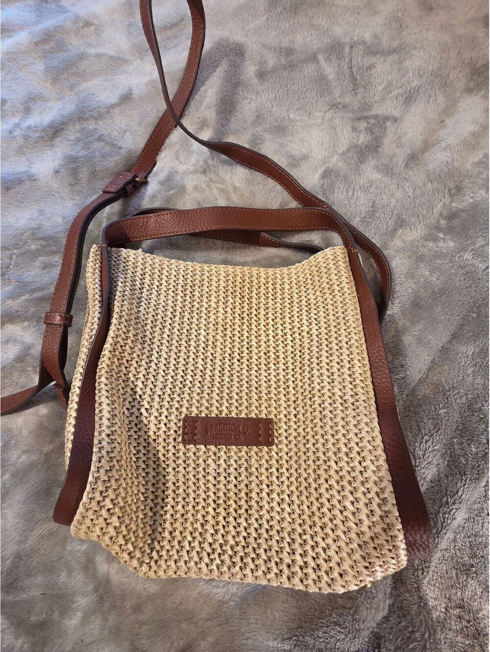 american leather company Brown Woven Crossbody Bag